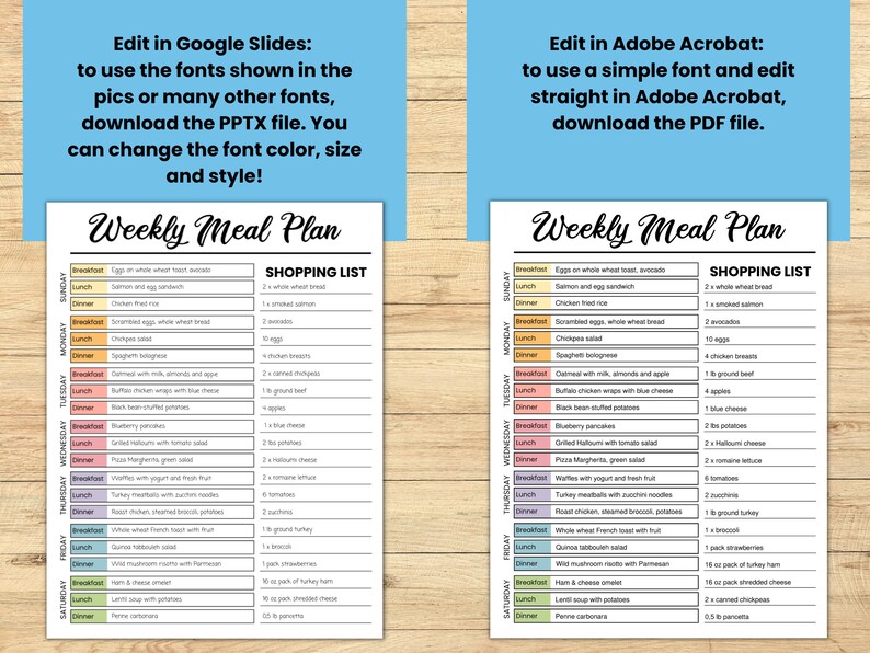 Weekly Meal Planner Printable: Family Menu With Grocery List (editable ...