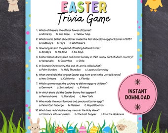 Easter Trivia Game, Printable Easter Game, Easter Activity For Kids, Easter Trivia Adults, Easter Party Game, Easter Family Game Trivia Feud