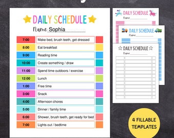 DAILY SCHEDULE for KIDS Printable, Editable Daily Schedule, Printable ...