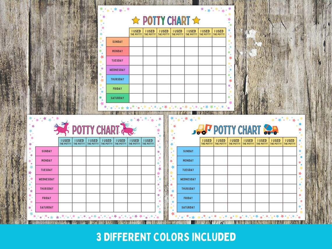 Potty Training Chart Kids Potty Chart Printable Potty - Etsy