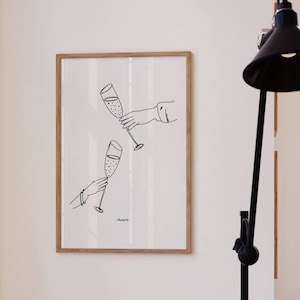 oudejaarsavond kunstprint, proost kunst aan de muur, oudejaarsavond decoratie, nieuwjaar 2025 kunst, nye decor, nye kunst aan de muur, minimaal nye decor, afdrukbaar