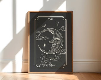 Lámina del Tarot de la Luna, Arte Mural Celestial (Descarga Digital)