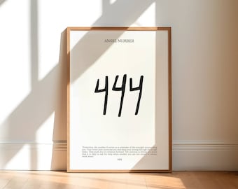 angel number print, 444 angel number, angel number poster, minimal neutral wall decor, print at home wall art, spiritual positivity prints