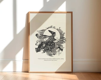 Vintage Witch Illustration Art Print, Witch Quote (Digital Download)