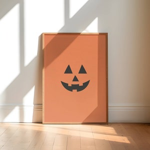 jack o lantern face print, halloween printable poster, classic halloween home decor, orange  halloween wall art, print at home pumpkin art