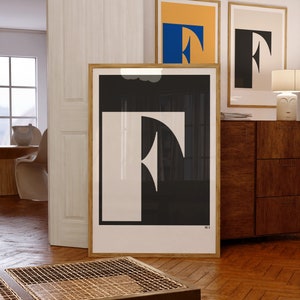 printable letter initial posters, monogram wall art, letter F initial art print, set of 3 print at home wall decor, neutral and colorful art