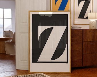 printable letter initial posters, monogram wall art, letter Z initial art print, set of 3 print at home wall decor, neutral and colorful art