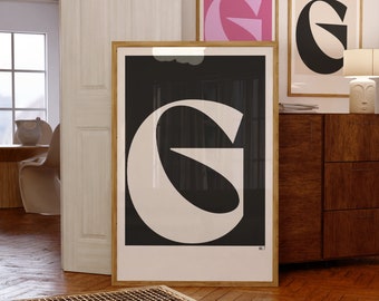 printable letter initial posters, monogram wall art, letter G initial art print, set of 3 print at home wall decor, neutral and colorful art