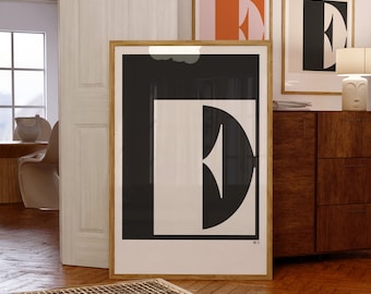 Letter E Initial Art Print, Monogram Wall Decor (Set of 3) (Digital Download)