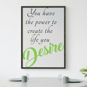 Jij hebt de kracht om te krijgen wat je wilt. Instant muurkunst | Woondecoraties | Digitale download | Cadeau | Kaart | Betaalbare decoratie