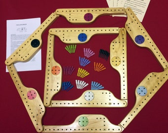 Pegs & Jokers 10 Player hand crafted wooden game of select pine