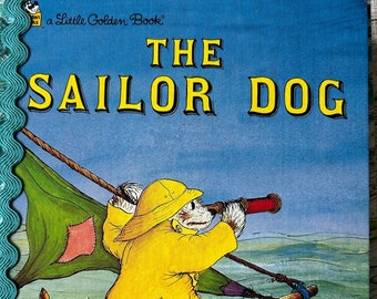 Quaderno riciclato e modificato a mano / Il cane marinaio, Little Golden Book, pezzo unico