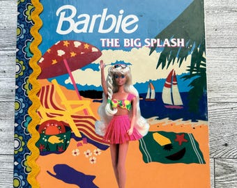 Quaderno riciclato e modificato a mano / Barbie The Big Splash, Little Golden Book, pezzo unico