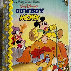 Hand Altered Journal COWBOY MICKEY Little Golden Book