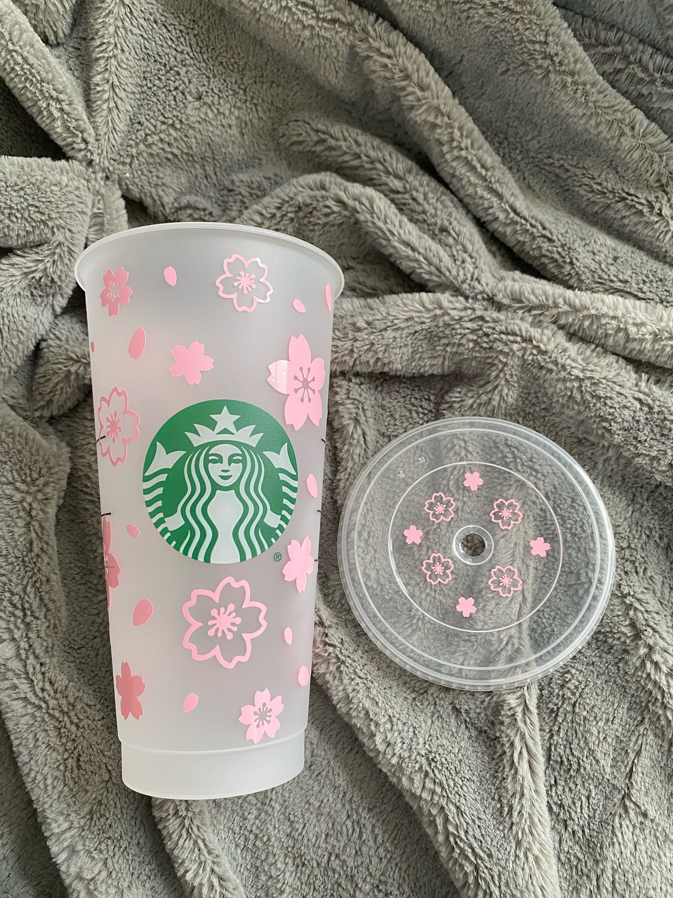 Cherry Blossom Sakura Starbucks Cold Cup Flowers Pink Handmade