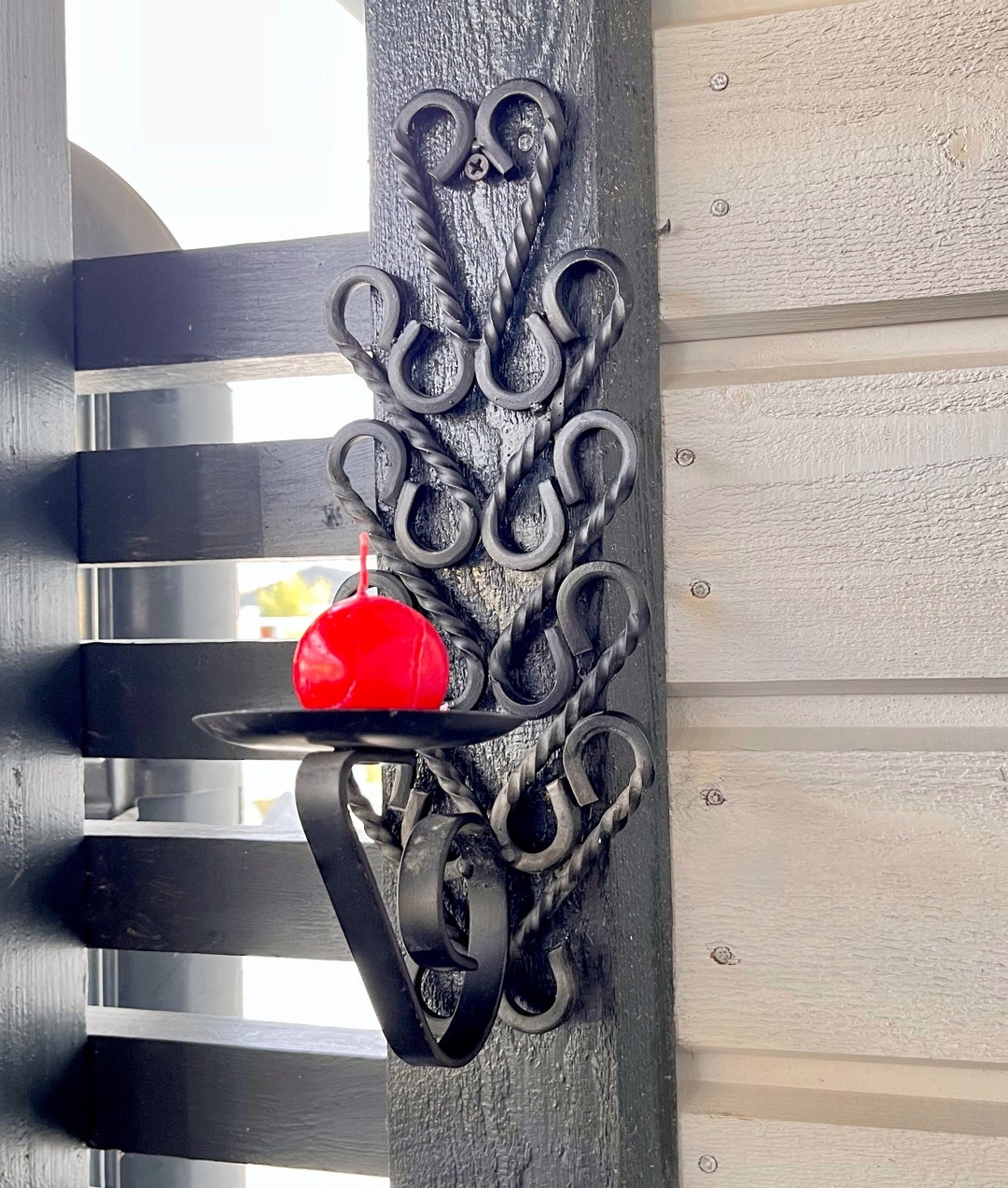 Hand Candle Sconce /vintage Black Iron Wall Mount Candle Sconce