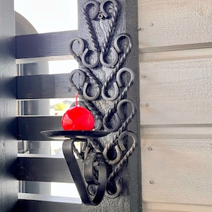 Hand Forged Candle Sconce /Vintage Black Iron Wall Mount Candle Sconce / Wrought Iron Sconce / Solid Iron Wall Candlestick/ Made in Norway
