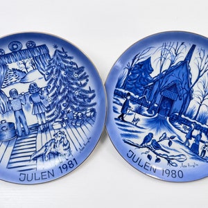 Vintage Collectible Christmas Plates JULEN Aase Berglie / Limited edition / Julen 1980 / Julen 1981