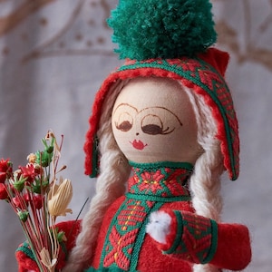 Collectible Souvenir Doll/Vintage Wooden Doll/Scandinavian Folk/Handmade Doll