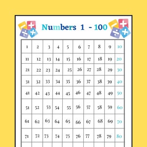 Printable Number Charts, Wall Charts, Work Mats and Worksheet ...