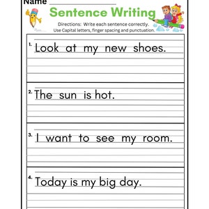 10 Printable Write the Sentence Worksheets. 1st3rd Grade Writing