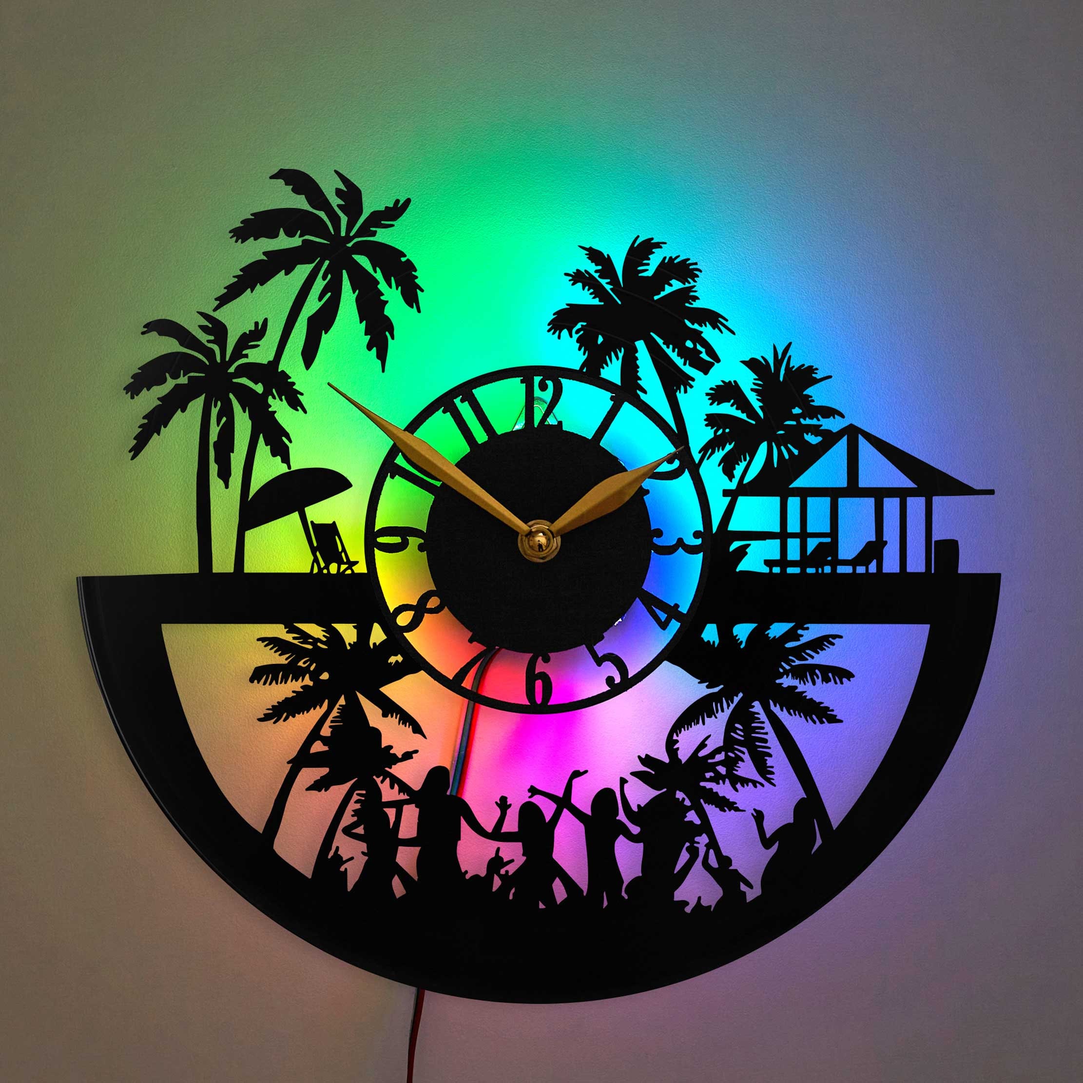 Hawaiian wall clock ウォルナット 壁掛け時計 Walnut Epoxy Resin