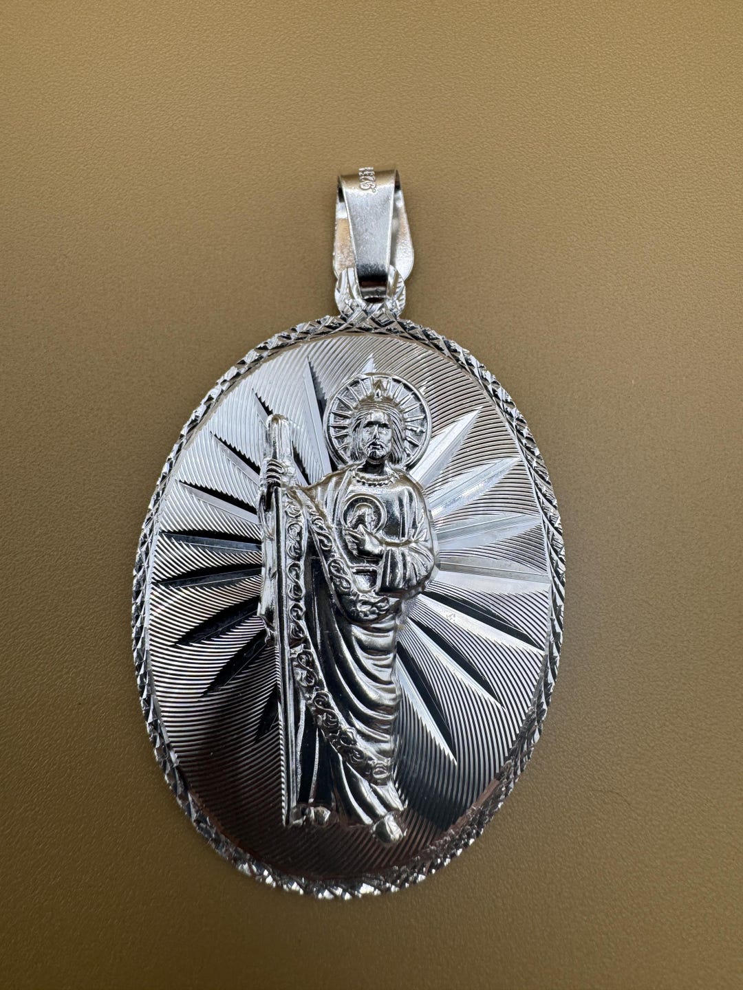 Oval Saint Jude Pendant: Handmade 925 Sterling Silver Catholic ...