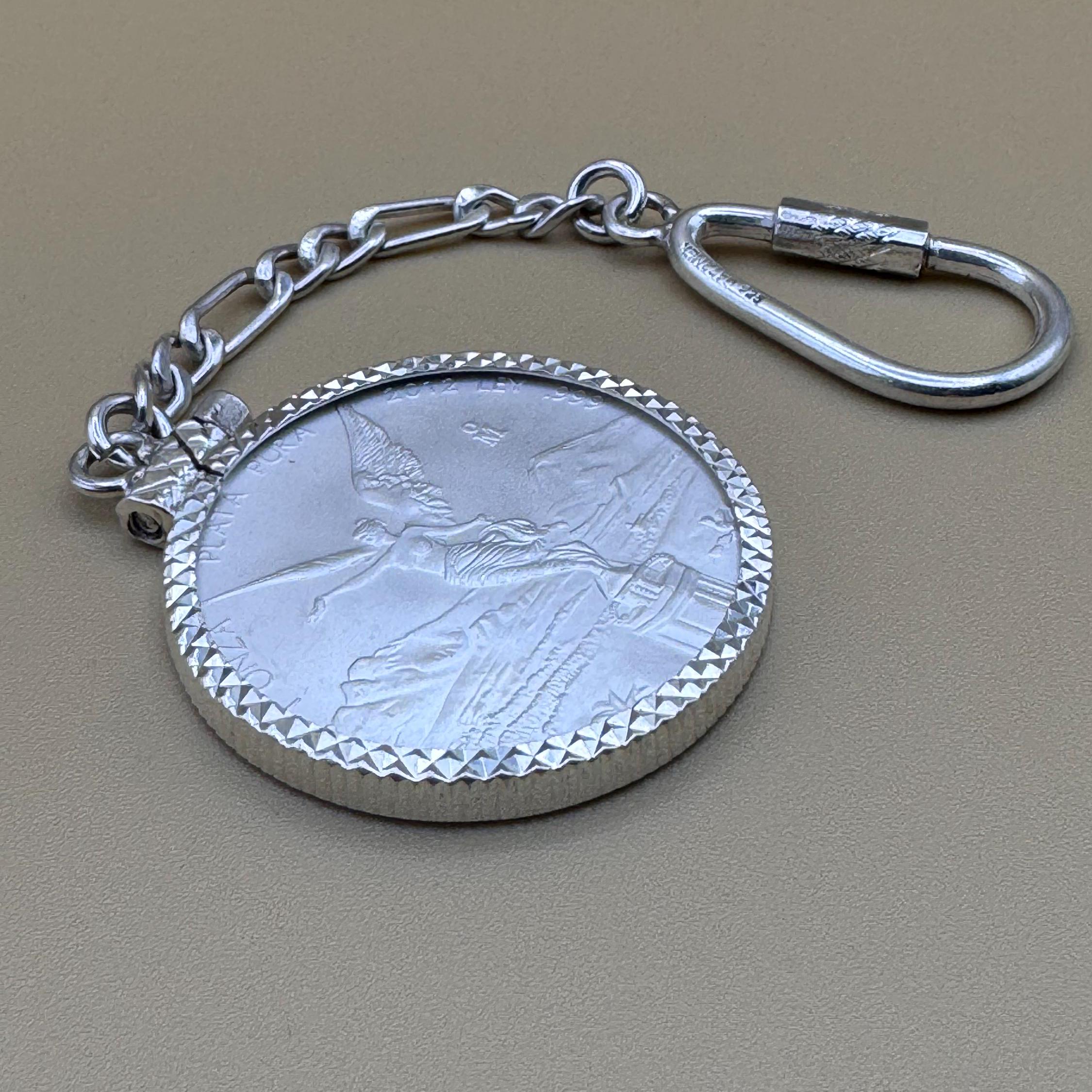 Centenario Pendant Men's KEYCHAIN Mexican Coin 925 Sterling