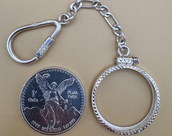 925 Sterling Silver Coin Bezel Keychain (Smaller size)