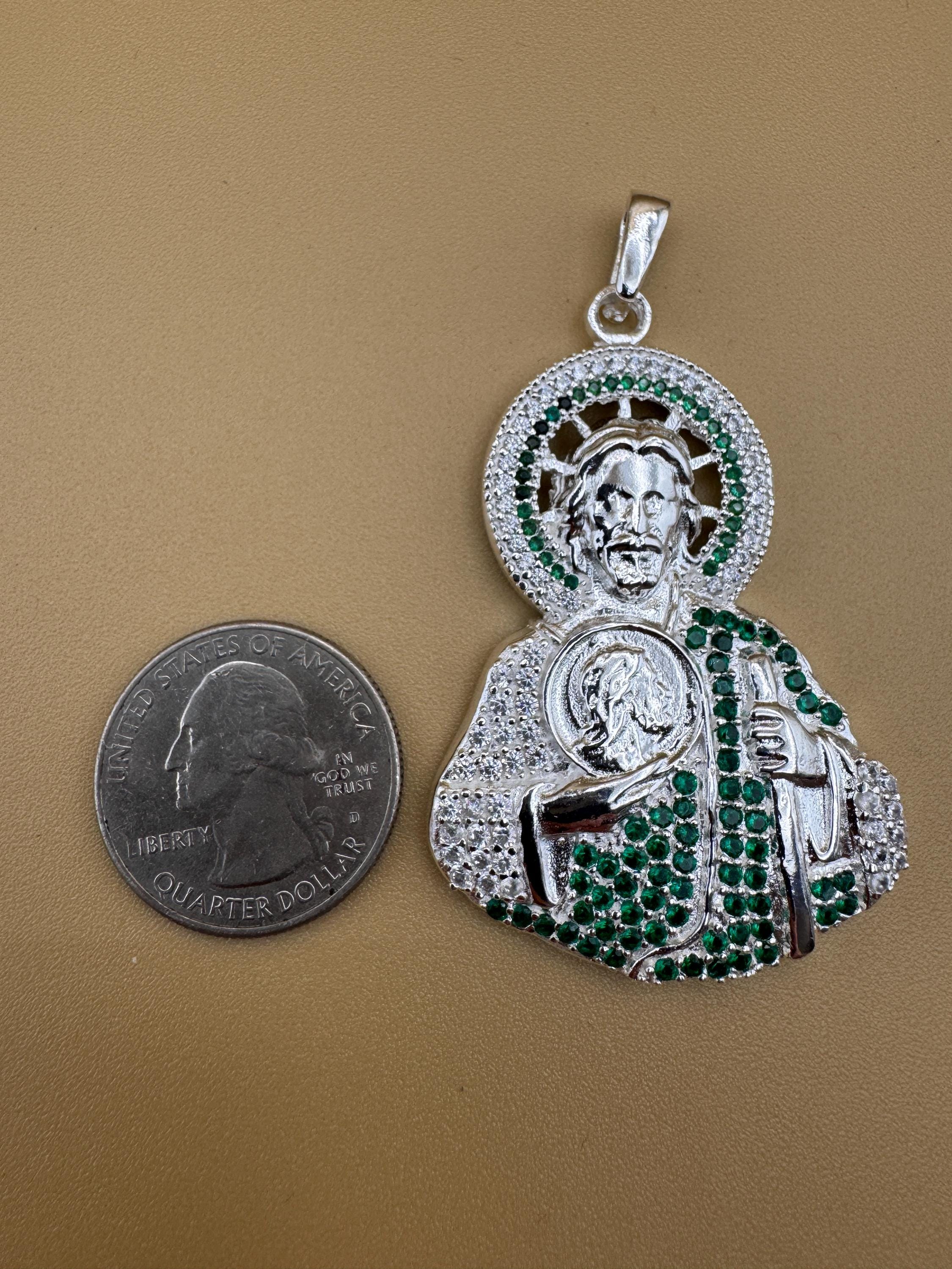 925 Sterling Silver Saint Jude Pendant Colgante De San Judas Plata 925 Etsy Canada