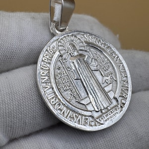 Medalla plata 925 San Benito tamaño MEDIANO 画像 3