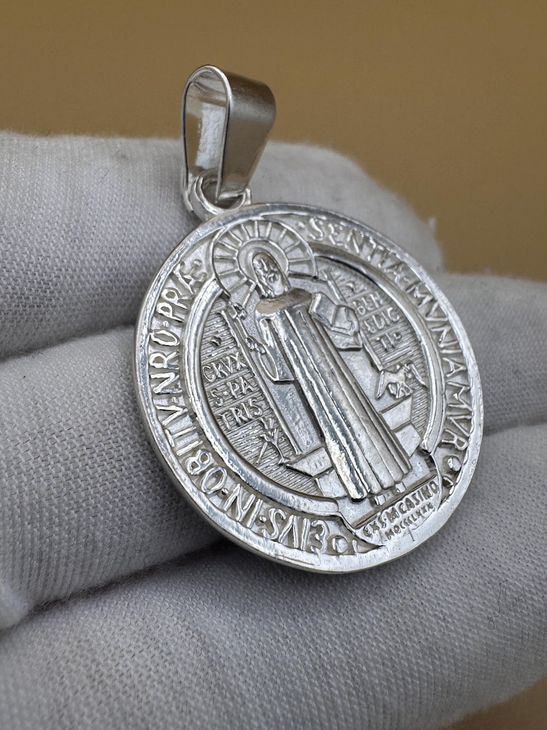 Medalla plata 925 San Benito tamaño MEDIANO 画像 3