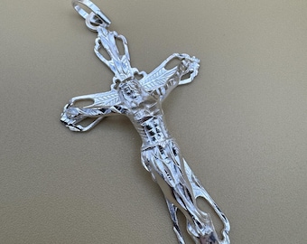 Sterling Silver Jesus Cross Pendant: Intricate Religious Jewelry
