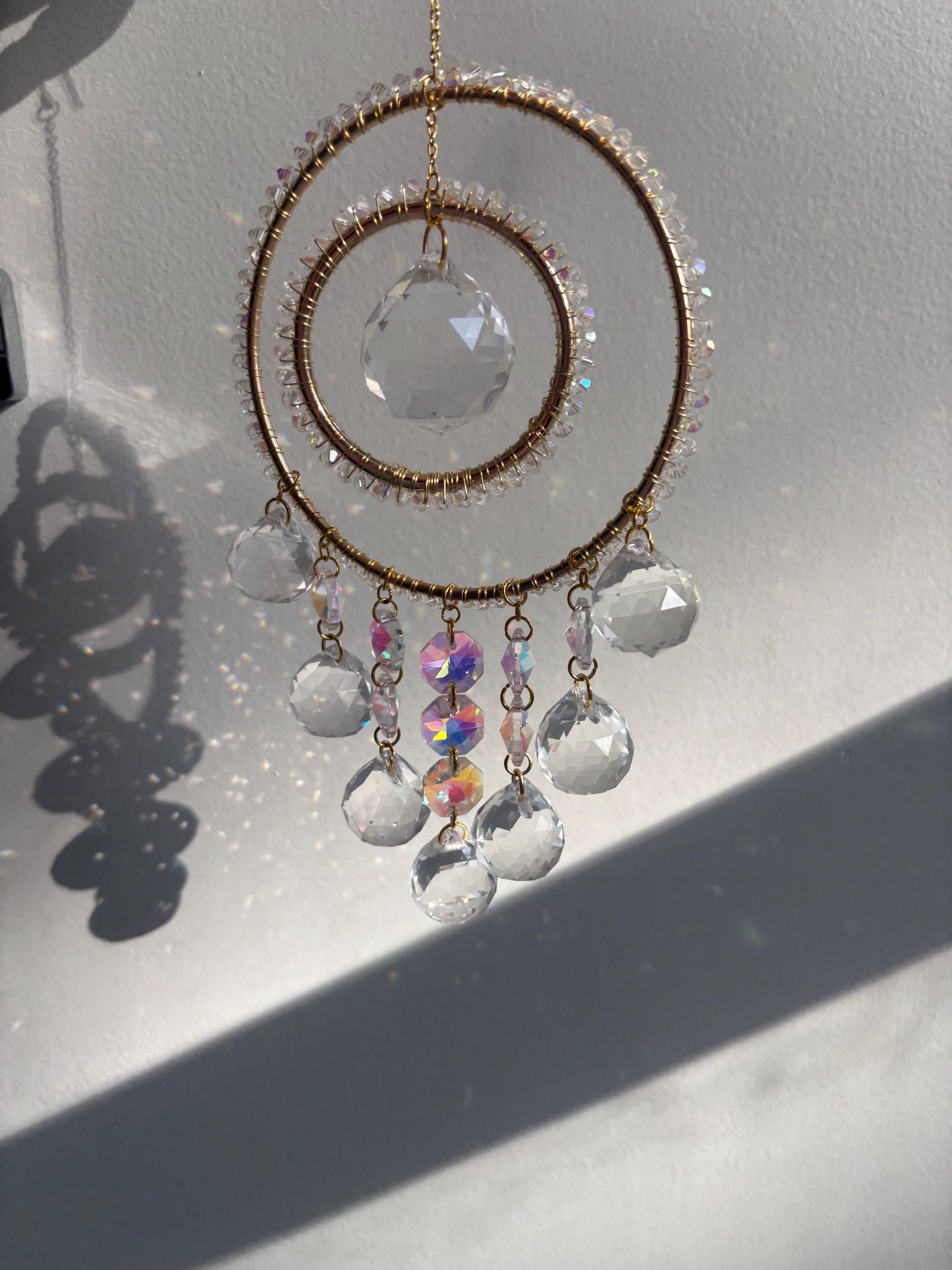 Double Ring Crystal Suncatcher | Hanging Window Prism | Rainbow Maker ...