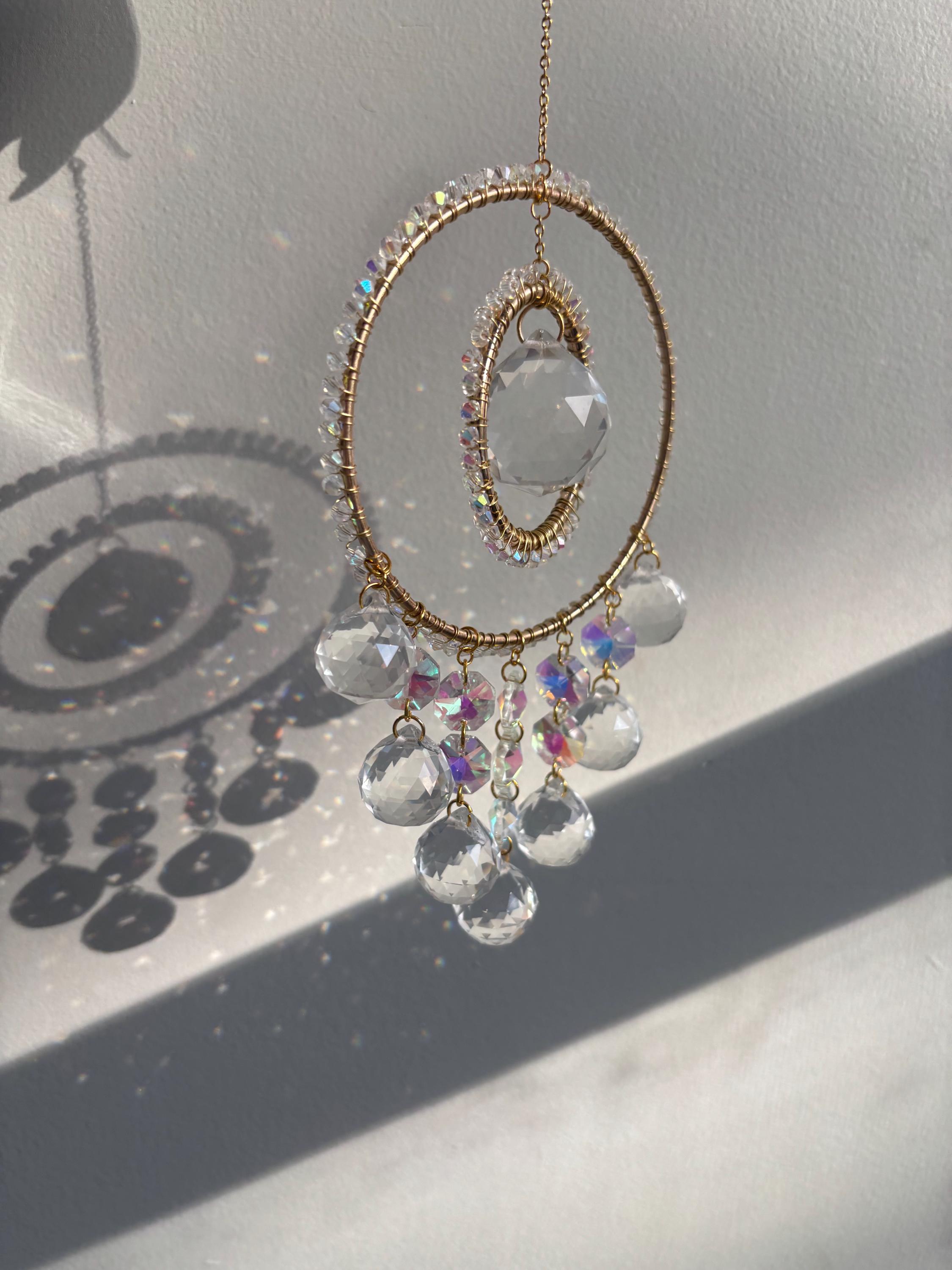 Double Ring Crystal Suncatcher | Hanging Window Prism | Rainbow Maker ...