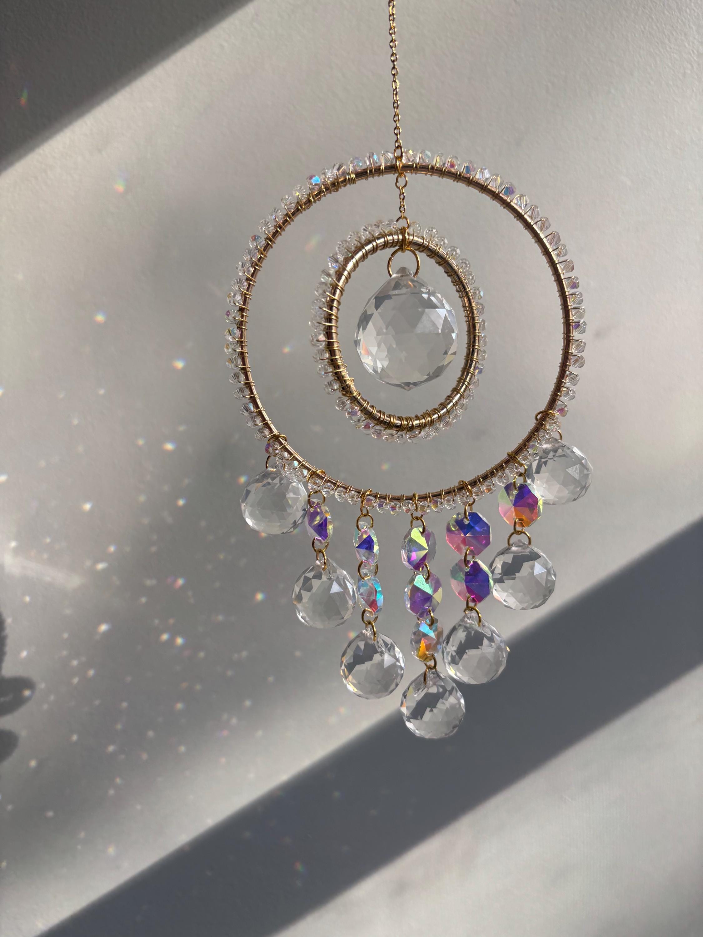 Double Ring Crystal Suncatcher | Hanging Window Prism | Rainbow Maker ...