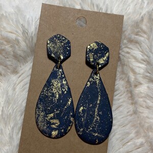 Navy and gold earrings