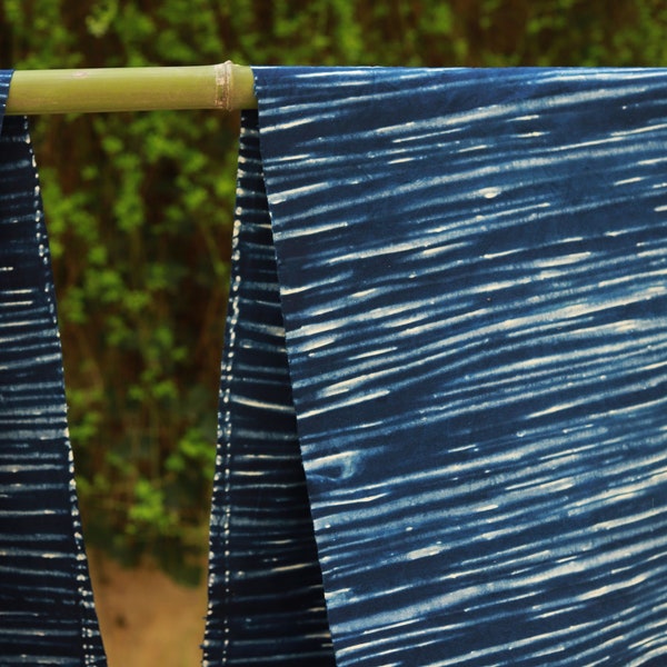 Indigo Fabric,Blue Fabric,Rare Handmade Traditional Plant Tie Dye Shibori + Batik, Living Heritage of Handicraft