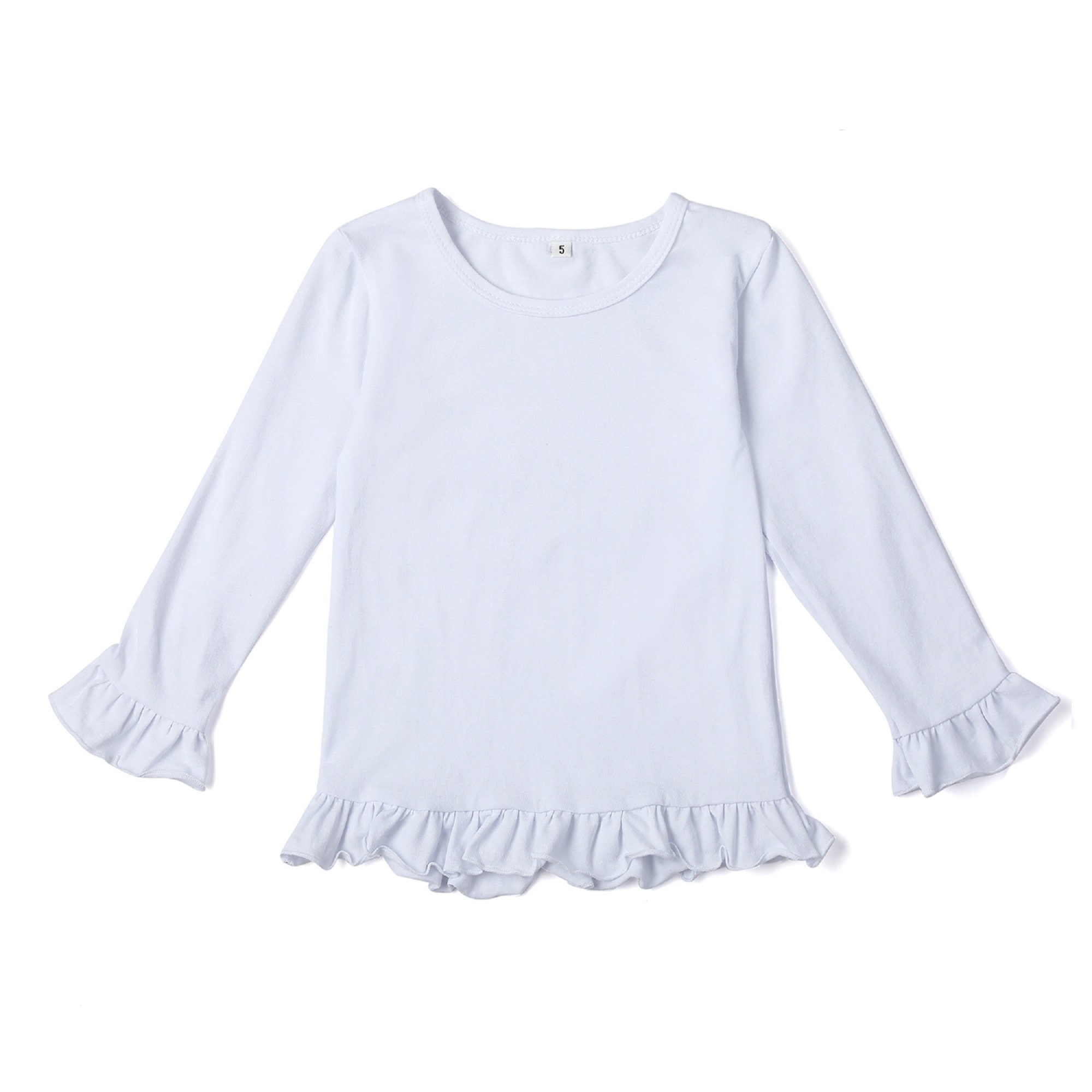 Cotton Long Sleeve Ruffle Shirt for Girl Boutique Quality Blanks Soft ...