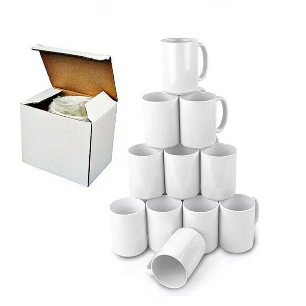 white ceramic coffee mug sublimation blank in 11 oz and in 15 oz come in white gift box