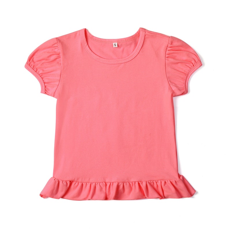 PINK Cotton Blanks Shirts for Girls Bubble Sleeve Spring Summer Shirt