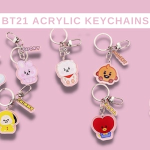 BT21 Acrylic Keychain, cooky, chimmy, tata, mang, rj, shooky and koya. (free shipping)