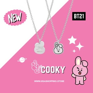 BT21 Necklace - Cooky, Shooky, Chimmy, Tata, Koya, Rj, Mang. with Free BTS Photocards and free shipping.