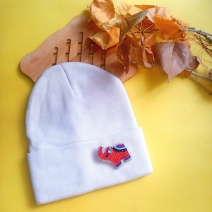 Beaded republician elephant brooch, US flag pin, Trump pin, Elephant embroidery, Blue elephant accessory