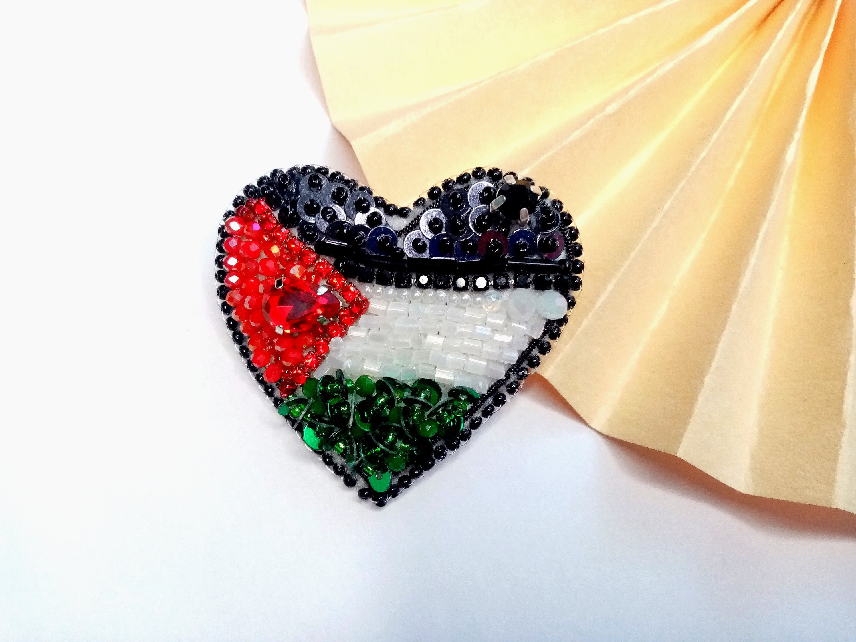 6 Broches Drapeau Palestine En Forme De Cœur – Badges Métalliques Pour Vêtements, Sacs, Collections
