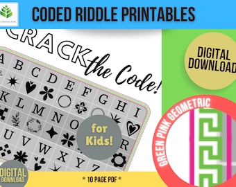 Picture Coded Riddle Printables, Kids' Puzzle Game (Digital Download)