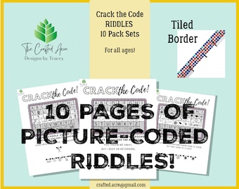 Crack the Code Riddle Puzzle Pack, Picture Coded Riddles (DIY Printable)