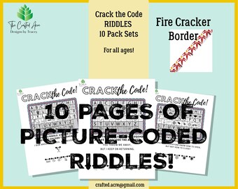 Crack the Code Riddle Puzzle Pack, Picture Coded Riddles (PDF Pattern)
