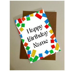 Carte d'anniversaire Lego personnalisée, Briques Lego, N'importe quel nom, A5, A6, Carte de voeux faite main, Carte personnalisée, Carte d'enfant, Fils, Fille