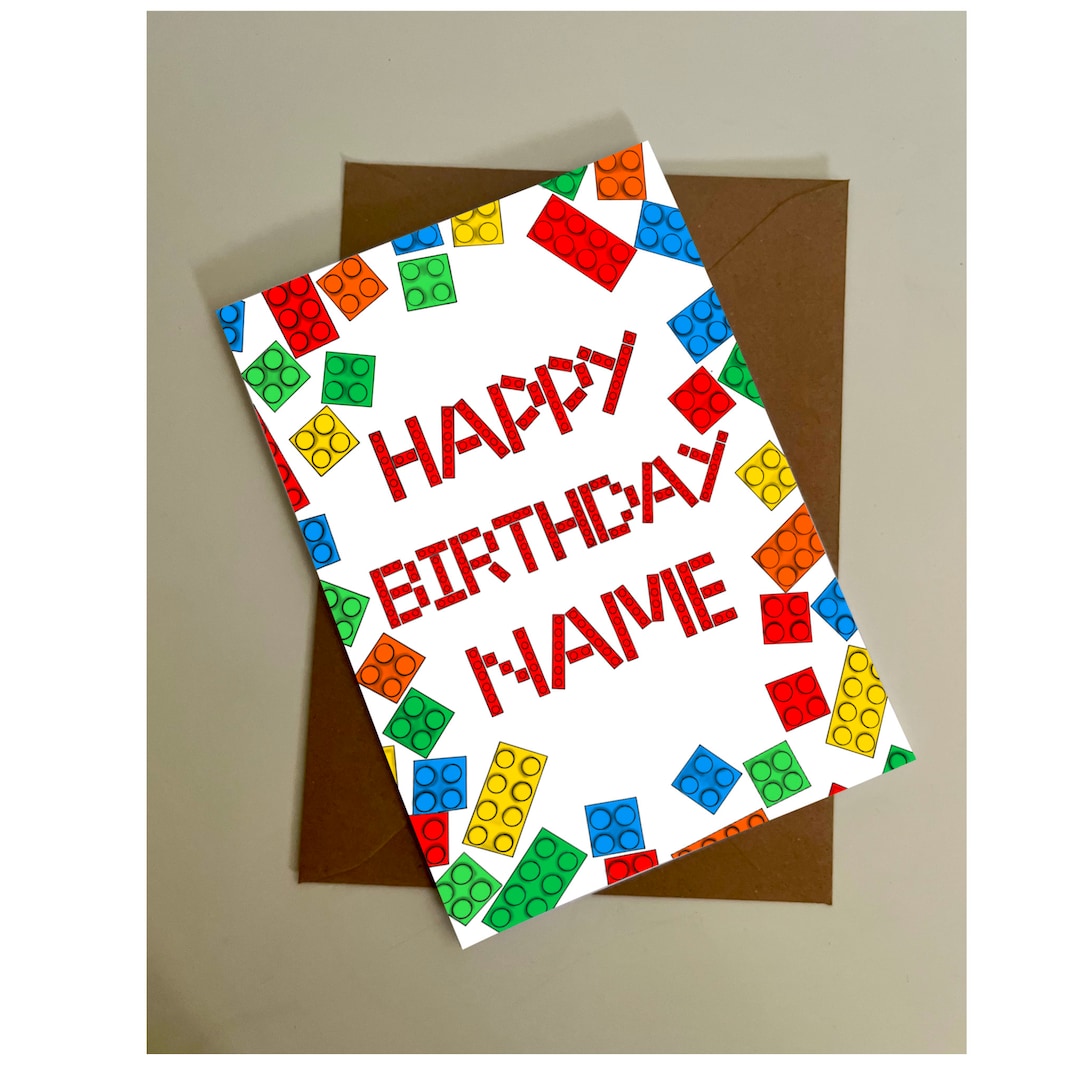 Personalised Lego Birthday Card Lego Bricks Any Name A5A6 Etsy